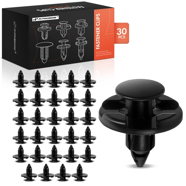 2005-2017 Subaru Outback 30 Pcs 7mm Nylon Black Front Bumper & Quarter Panel Retainer A-Premium APRCF1034