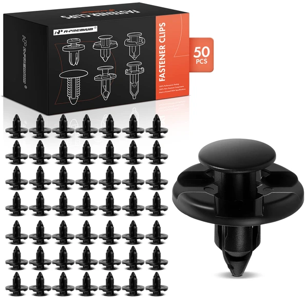 50 Pcs 7mm Nylon Black Front Bumper & Quarter Panel Retainer A-Premium APRCF1035