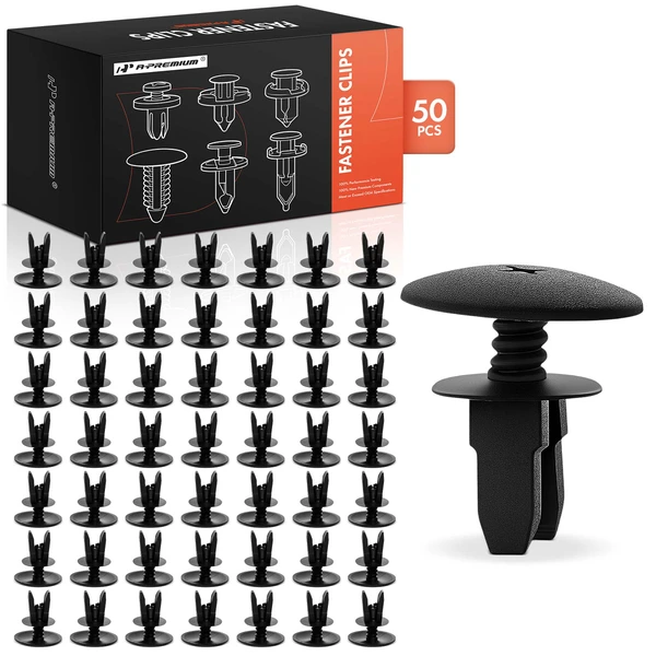 50 Pcs 8 x 8mm Nylon Black Fastener Rivet Retainer Clip A-Premium APRCF1086