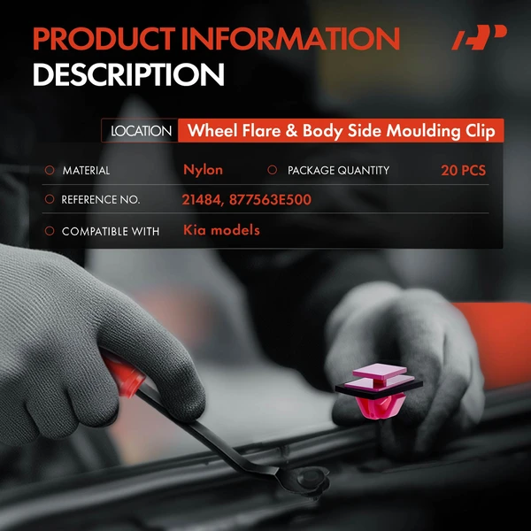 20 Pcs Nylon Red Wheel Flare & Body Side Molding Clip A-Premium APRCF1132
