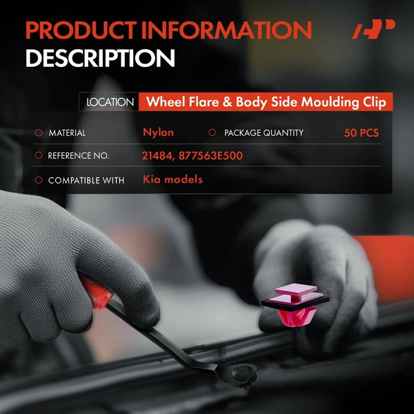 50 Pcs Nylon Red Wheel Flare & Body Side Molding Clip A-Premium APRCF1134