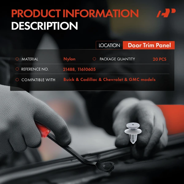 20 Pcs Nylon Gray Door Trim Panel Retainer A-Premium APRCF1138