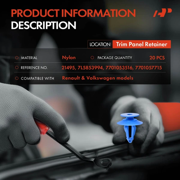 20 Pcs Nylon Blue Trim Panel Retainer A-Premium APRCF1150