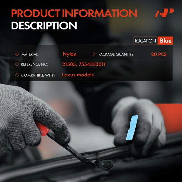 20 Pcs Nylon Blue Windshield Clip A-Premium APRCF1168