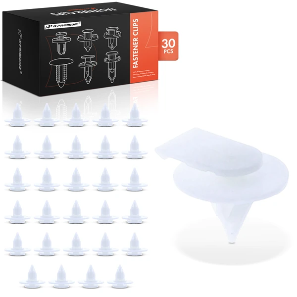 2002-2012 Mini Cooper 30 Pcs 8mm Nylon White Trim Panel & Fender Flare Molding Clip A-Premium APRCF1208