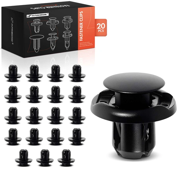 20 Pcs 9mm Nylon Black Front Spoiler & Grille Retainer A-Premium APRCF1222
