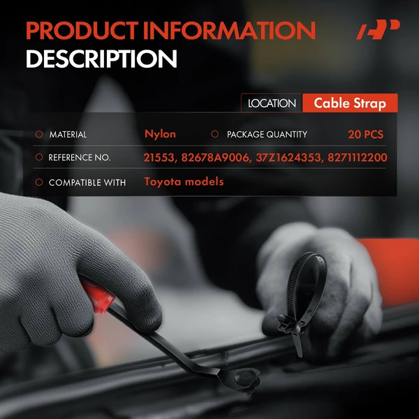 20 Pcs Nylon Black Cable Strap A-Premium APRCF1228