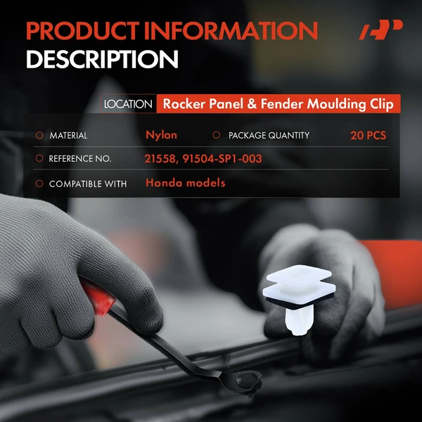 20 Pcs 10mm Nylon White Rocker Panel & Fender Molding Clip A-Premium APRCF1231