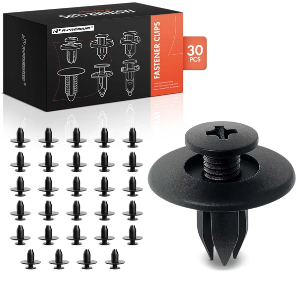 30 Pcs 7mm Nylon Black Front Fender Retainer A-Premium APRCF1238