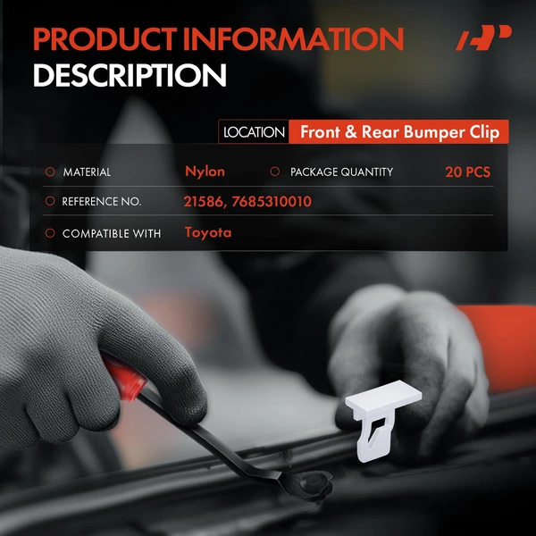 20 Pcs Nylon White Front & Rear Bumper Clip A-Premium APRCF1240