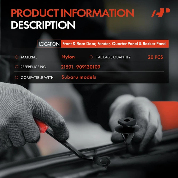 20 Pcs Nylon Black Front & Rear Door & Fender & Quarter Panel & Rocker Panel Clip A-Premium APRCF1249