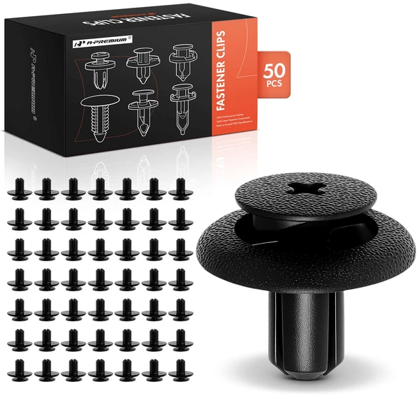 50 Pcs 7mm Nylon Black Fender Liner & Duct & Lower Molding Retainer A-Premium APRCF1257