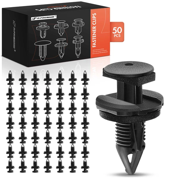 50 Pcs 9mm Nylon Black Bumper & Piller & Door Molding Retainer A-Premium APRCF1260