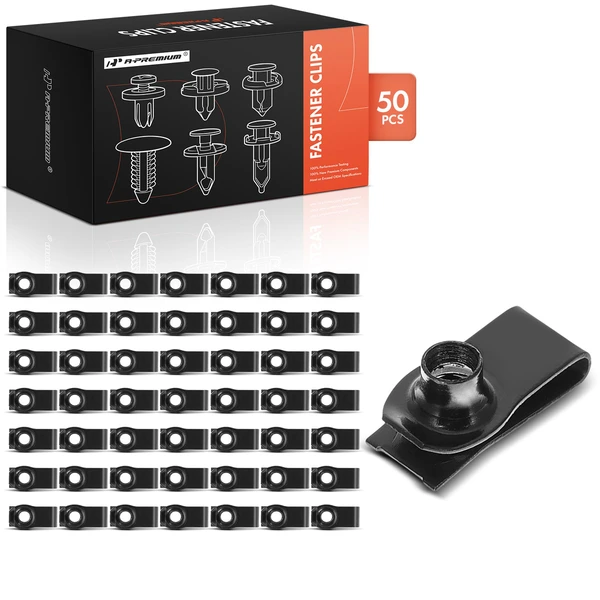 1980-1986 1988-1999 GMC K1500 50 Pcs Metal Black Extruded U-Nut A-Premium APRCF1287