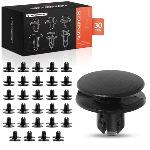 30 Pcs 8mm Nylon Black Fender Retainer A-Premium APRCF1301