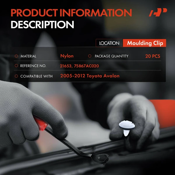 20 Pcs 8mm Nylon White Molding Clip A-Premium APRCF1306