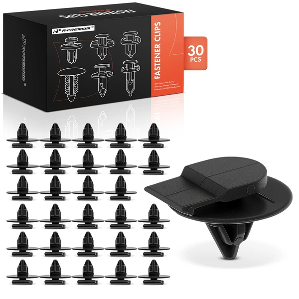 30 Pcs 8mm Nylon Black Molding Clip A-Premium APRCF1316