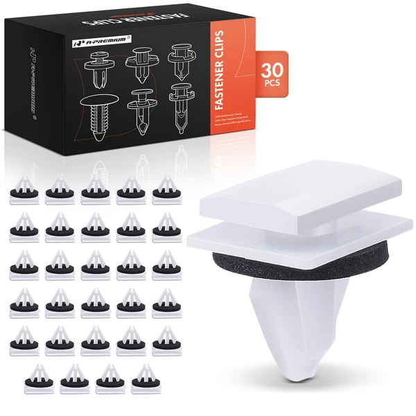 30 Pcs 10mm Nylon White Rocker Panel Molding Clip A-Premium APRCF1328