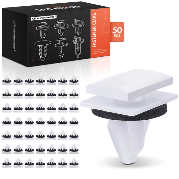 50 Pcs 10mm Nylon White Rocker Panel Molding Clip A-Premium APRCF1329