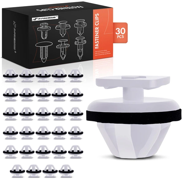 2013-2018 Nissan Altima 30 Pcs 8mm Nylon White Rocker Molding & Exterior Trim Retainer Clip A-Premium APRCF1358