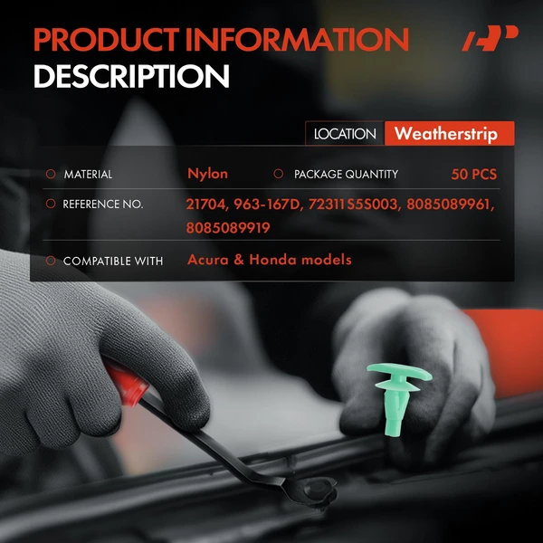 50 Pcs Nylon Green Weatherstrip A-Premium APRCF1371