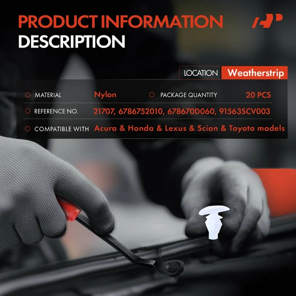 20 Pcs Nylon White Weatherstrip A-Premium APRCF1378