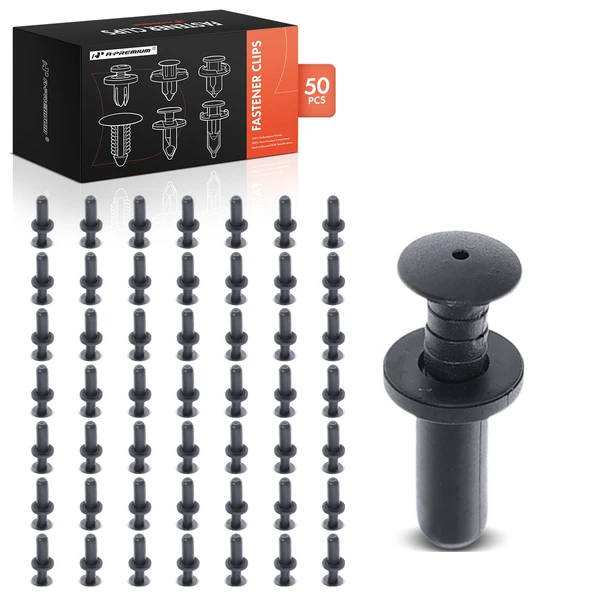 50 Pcs 6mm Nylon Black Push Type Retainer Clip A-Premium APRCF1386