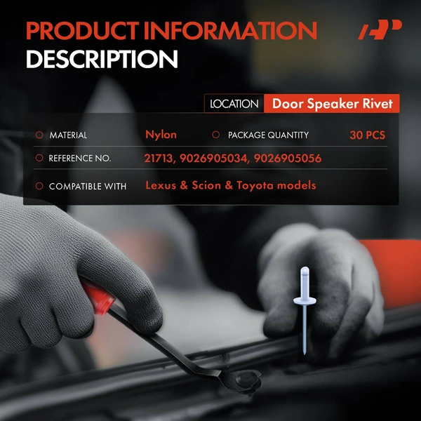 30 Pcs Aluminum Silver Door Speaker Rivet A-Premium APRCF1391