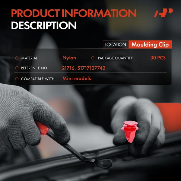 30 Pcs Nylon Red Molding Clip A-Premium APRCF1400