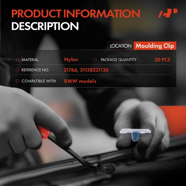 30 Pcs Nylon & Rubber Blue & White Molding Clip A-Premium APRCF1445