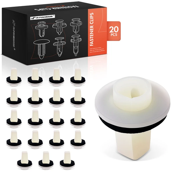 20 Pcs Nylon White Bumper Grommet A-Premium APRCF1450