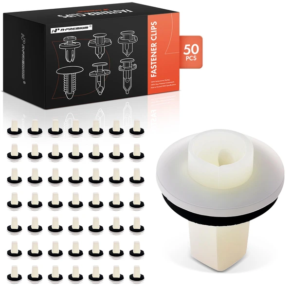 50 Pcs Nylon White Bumper Grommet A-Premium APRCF1452