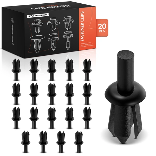 20 Pcs 6.3mm Nylon Black Front Bumper & Grille & Trunk Panel & Rear Window A-Premium APRCF1477