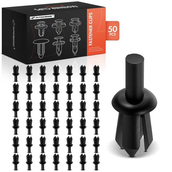 50 Pcs 6.3mm Nylon Black Front Bumper & Grille & Trunk Panel & Rear Window A-Premium APRCF1479