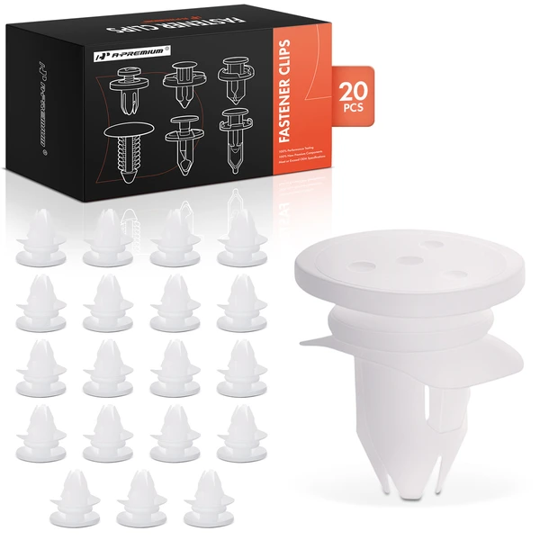 20 Pcs 8mm Nylon White Molding Clip A-Premium APRCF1492