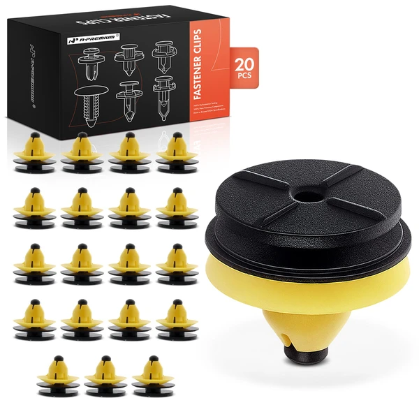 20 Pcs 8mm Nylon Black & Yellow Rocker Panel A-Premium APRCF1495