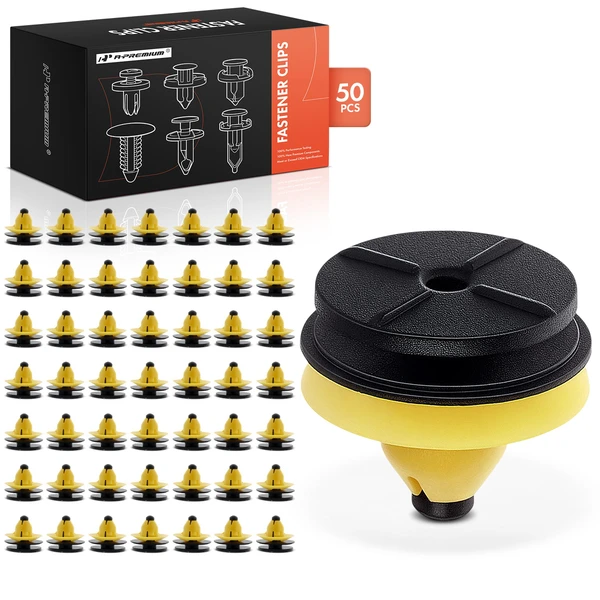 50 Pcs 8mm Nylon Black & Yellow Rocker Panel A-Premium APRCF1497