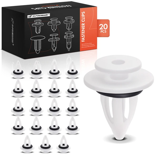 20 Pcs Nylon White Wheel Arch Cover & Footboard Retainer Clip A-Premium APRCF1501