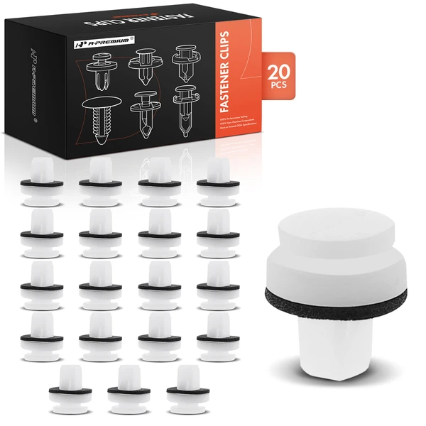 20 Pcs 8mm Nylon White Tail Light Molding Clip A-Premium APRCF1516