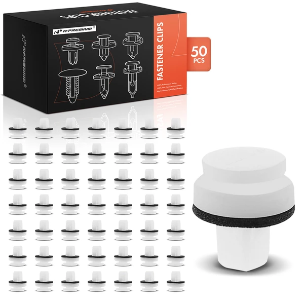 50 Pcs 8mm Nylon White Tail Light Molding Clip A-Premium APRCF1518