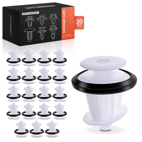 20 Pcs 8.5mm Nylon White Door Panel Clip A-Premium APRCF1519