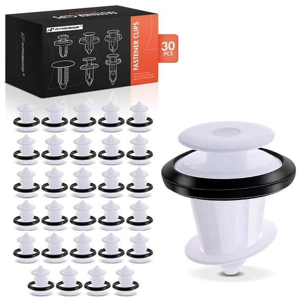 30 Pcs 8.5mm Nylon White Door Panel Clip A-Premium APRCF1520