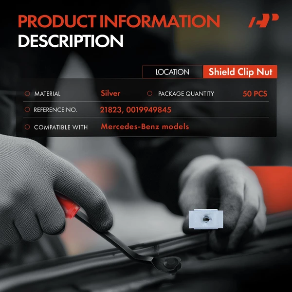 50 Pcs Zinc Silver Shield Clip Nut A-Premium APRCF1539