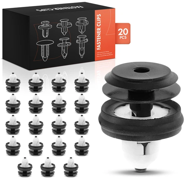 20 Pcs Nylon Black & White Rocker Molding Retainer A-Premium APRCF1621