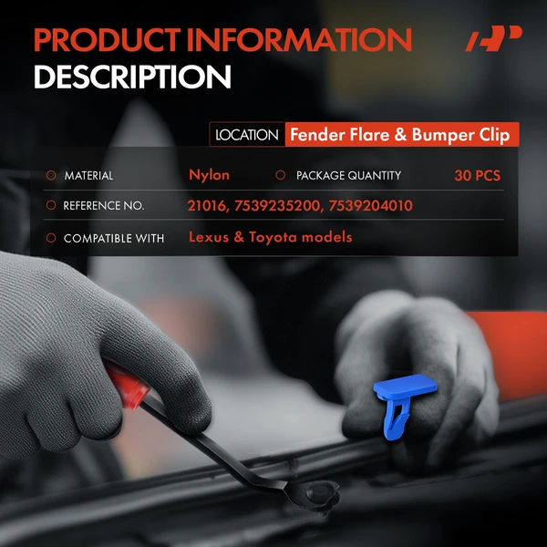 30 Pcs Nylon Blue Fender Flare & Bumper Clip A-Premium APRCF633