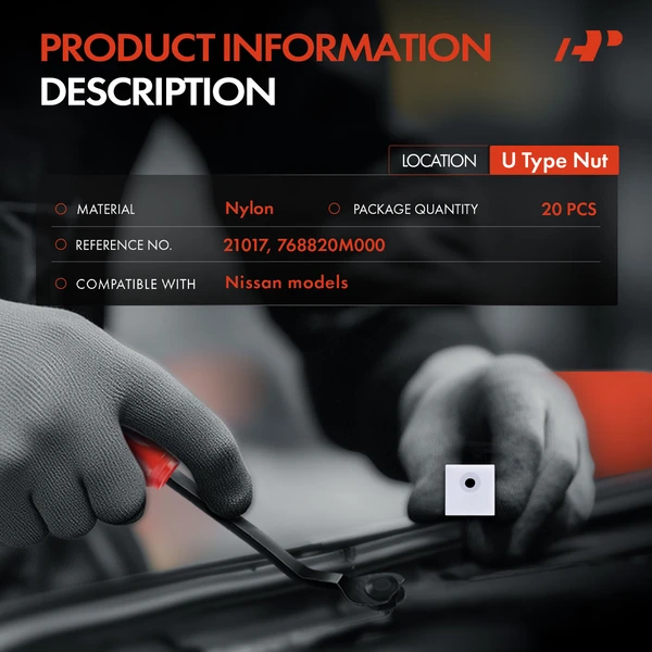 20 Pcs Nylon White U-Nut A-Premium APRCF635