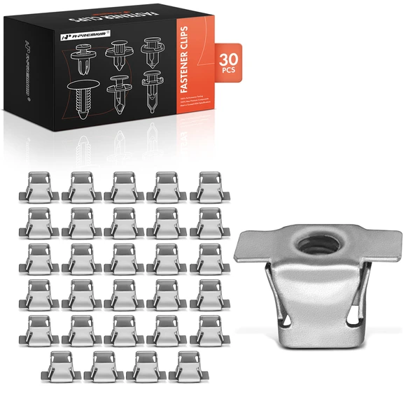 2005-2010 Pontiac G6 30 Pcs 8.65mm Metal Silver Fender Bracket Retainer Nut A-Premium APRCF642