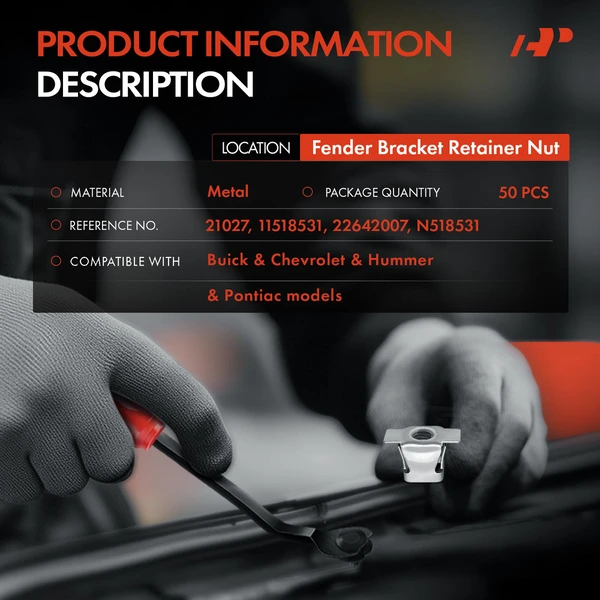 50 Pcs 8.65mm Metal Silver Fender Bracket Retainer Nut A-Premium APRCF643