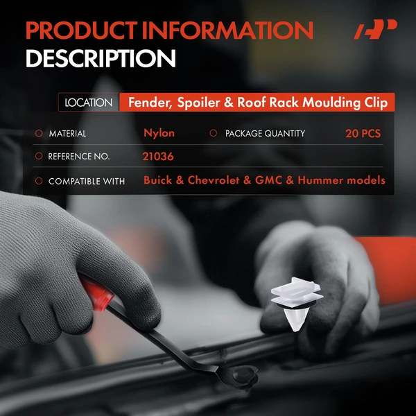 20 Pcs 9mm Nylon White Fender & Spoiler & Roof Rack Molding Clip A-Premium APRCF644