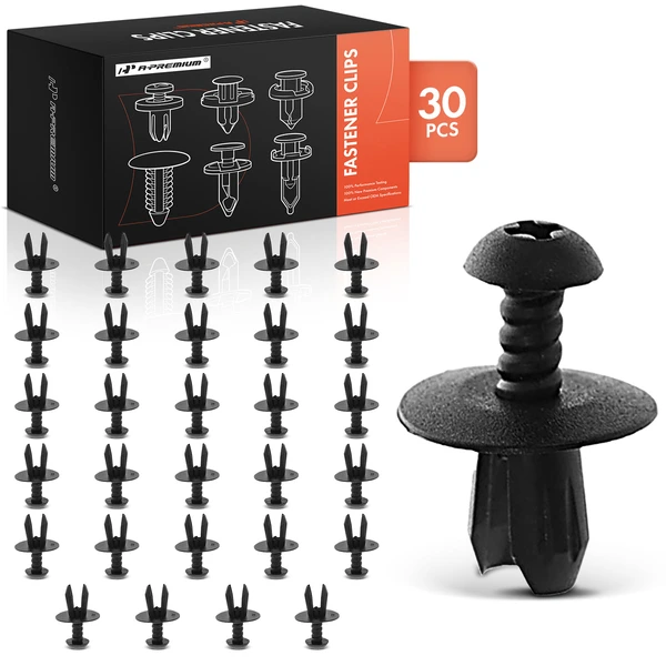 30 Pcs 6.3mm Nylon Black Cowl Screen Cover Retainer A-Premium APRCF657